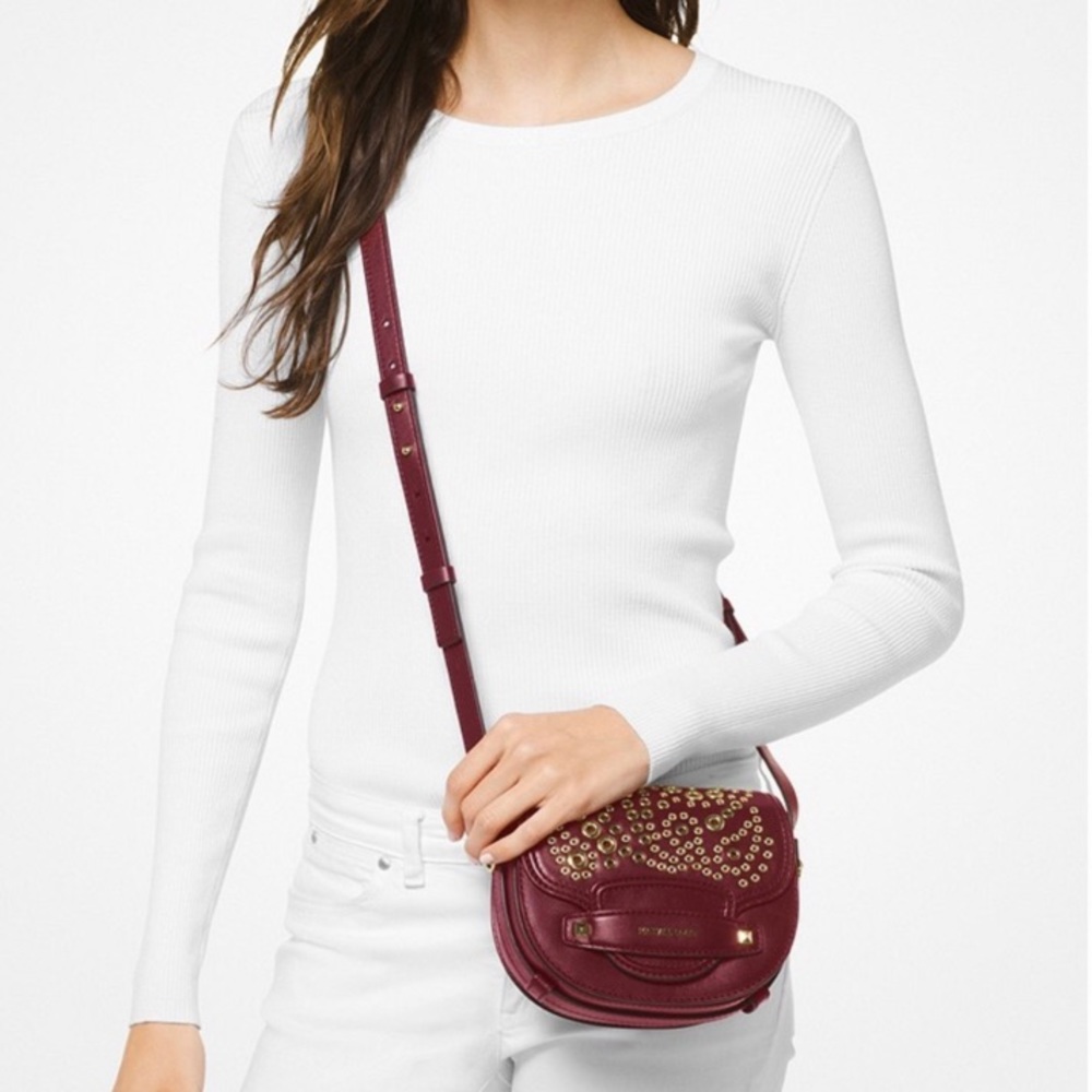 MICHAEL KORS CARY Oxblood Saddle Crossbody - Picture 3 of 13